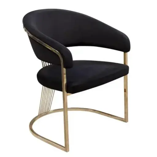 Grey Luxury Velvet Upholstered Restaurant Furniture Dining Room Living Room Italian Stainless Steel Dining Chair for Home